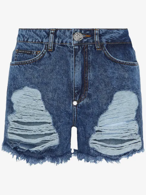 Philipp Plein shorts de mezclilla de tiro medio
