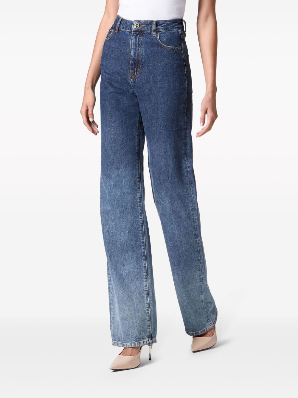 Shop Philipp Plein Gradient-effect High-rise Jeans In Blue