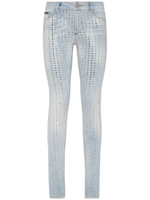 Philipp Plein 晶饰细条纹牛仔裤