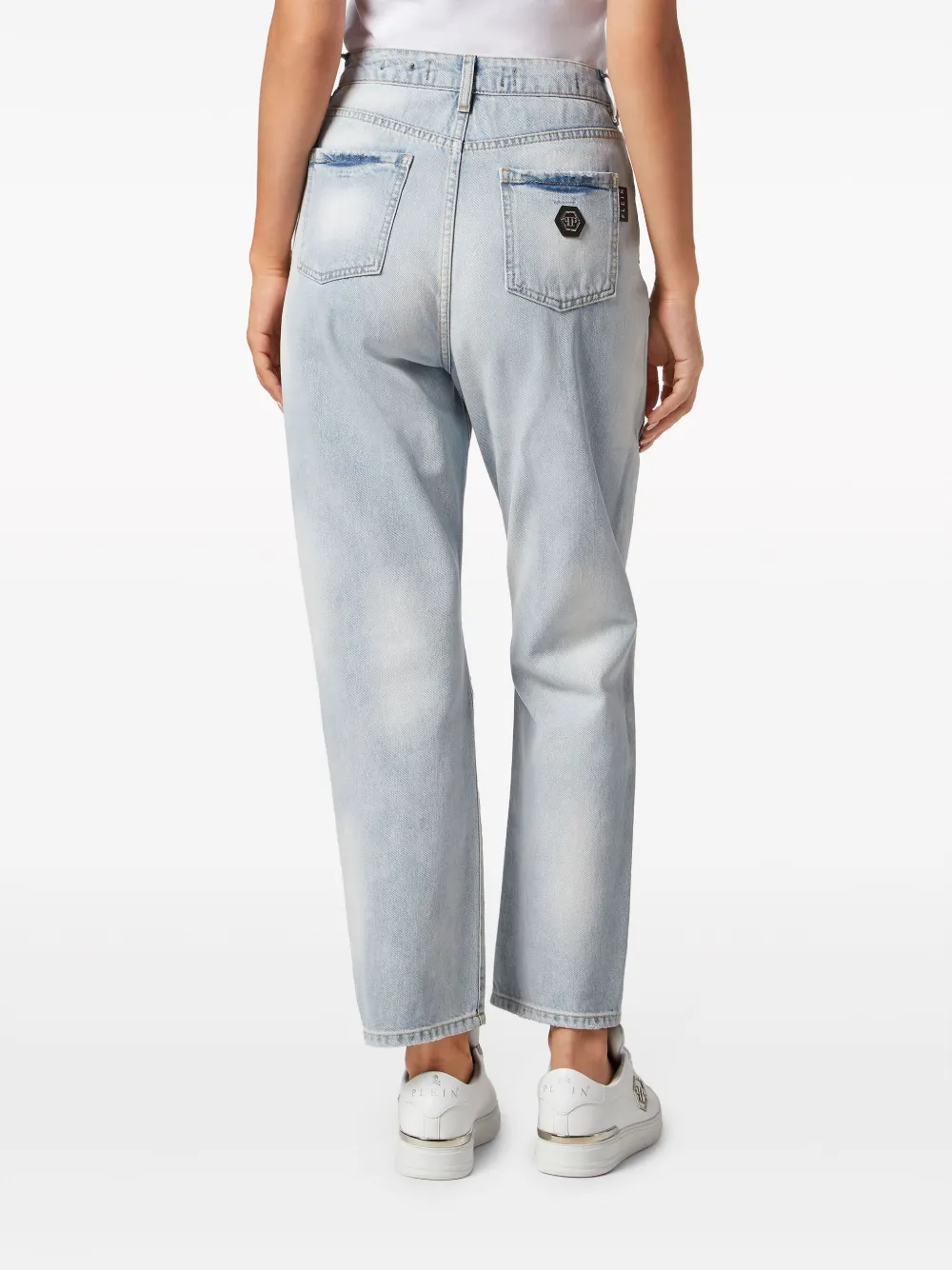 Shop Philipp Plein Heart-patch Straight Jeans In Blue