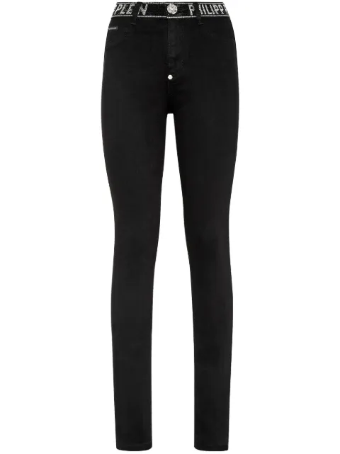 Philipp Plein jean taille-haute à ornements en cristal