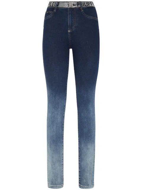 Philipp Plein crystal-embellished high-waist jeans