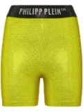 Philipp Plein logo-print metallic-threading shorts - Yellow