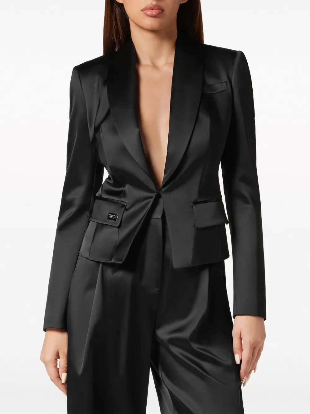 Philipp Plein satin-finish single-breasted blazer Women