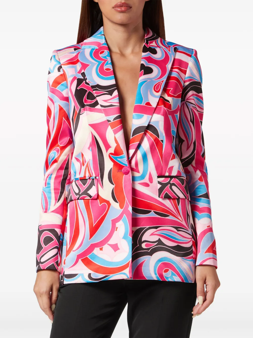 Shop Philipp Plein Graphic-print Single-breasted Blazer In Pink