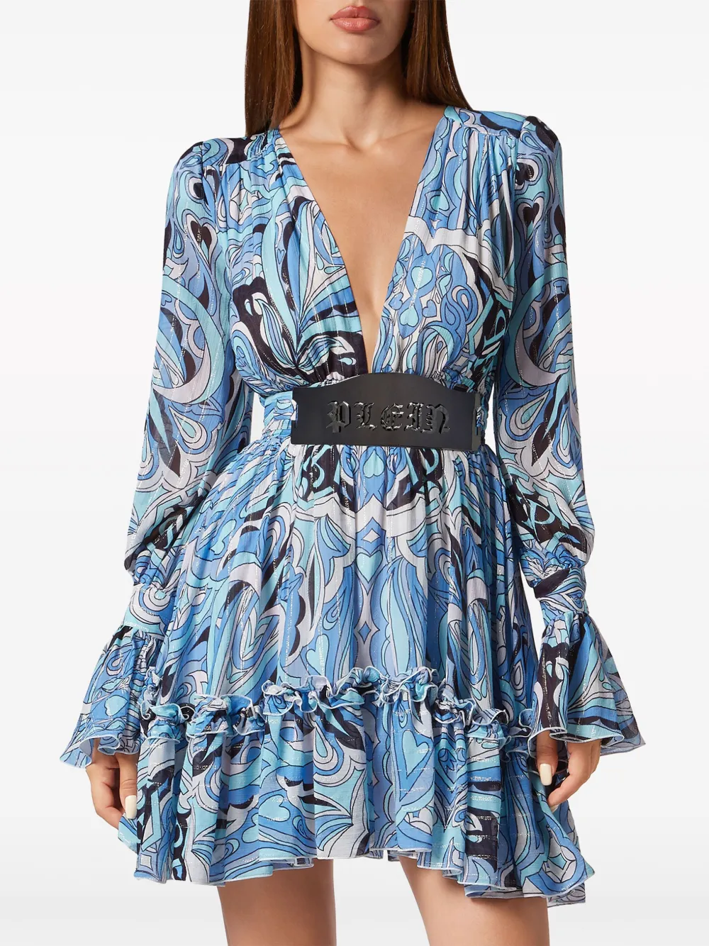 Philipp Plein Mini-jurk met grafische print Blauw