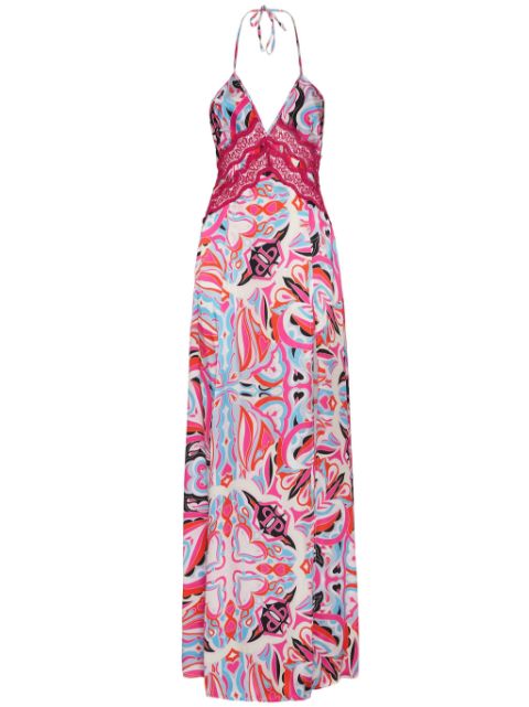 Philipp Plein abstract-print V-neck maxi dress