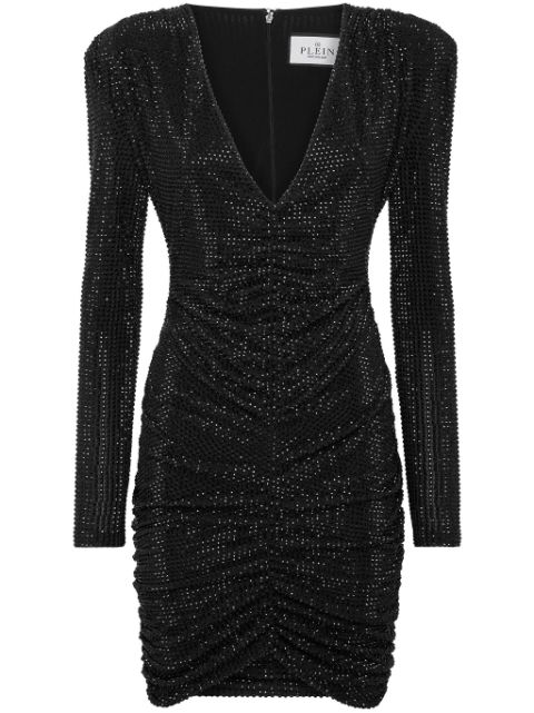 Philipp Plein padded-shoulder strass mini dress