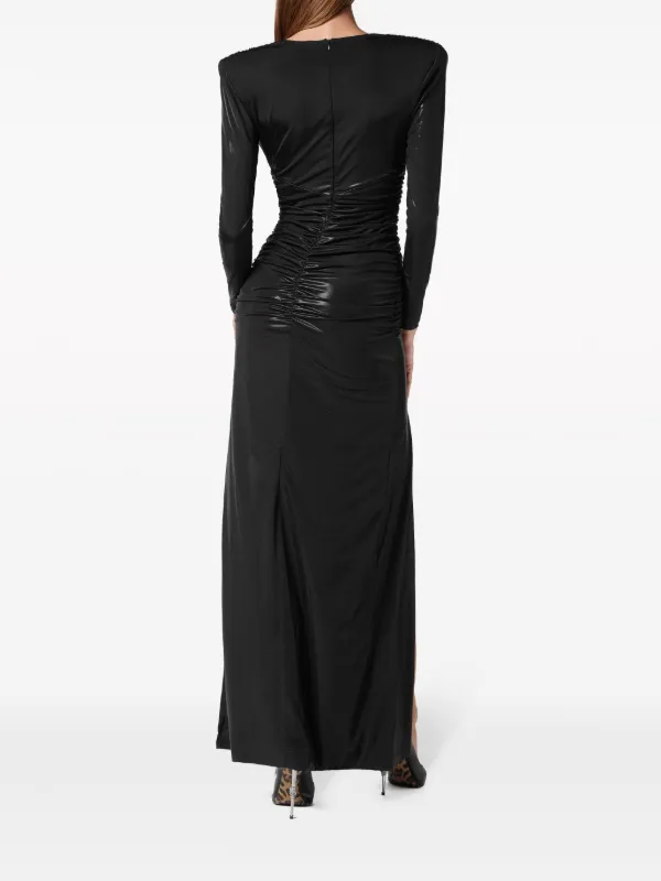 knee length dresses for ladies Breanna White Long Sleeve Ruched Maxi Dress - US 0 main image 1