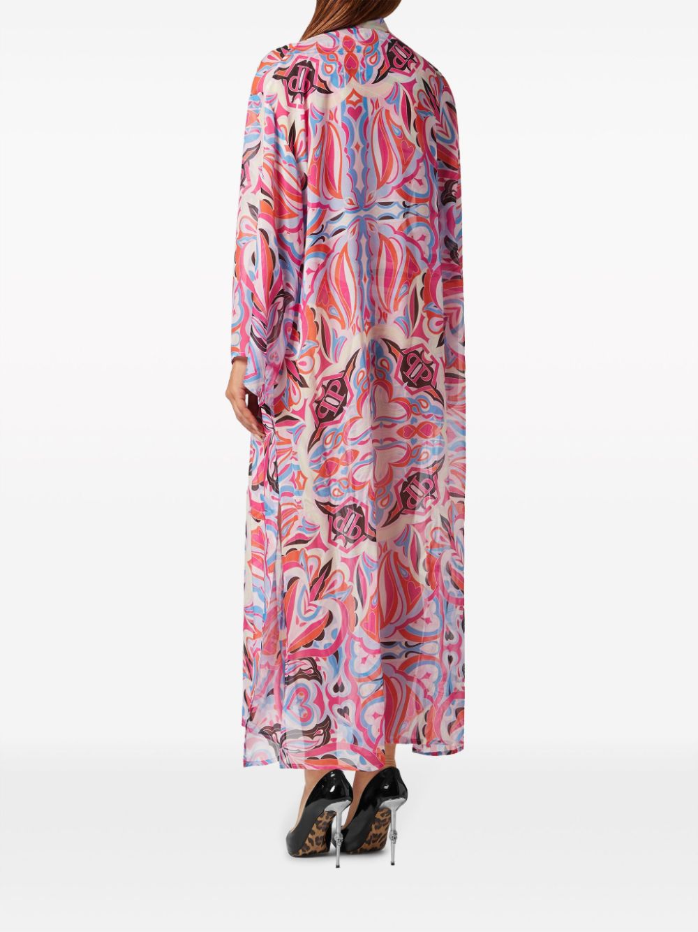 Shop Philipp Plein Kaleidoscopic-print Silk Kaftan In Rosa