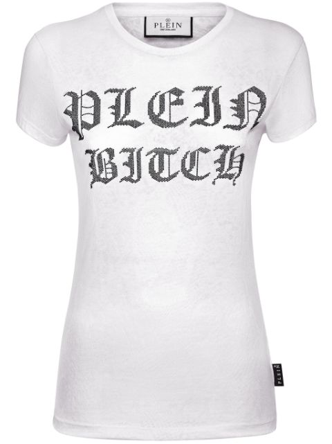 Philipp Plein Sexy Pure Gothic Plein crystals-embellishment burn out T-shirt Women