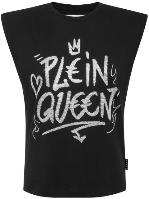 Philipp Plein crystal-embellished cotton tank top Women