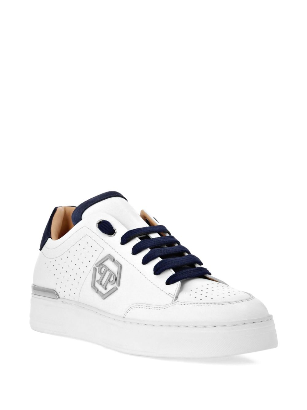 Shop Philipp Plein Logo-appliqué Lace-up Sneakers In White