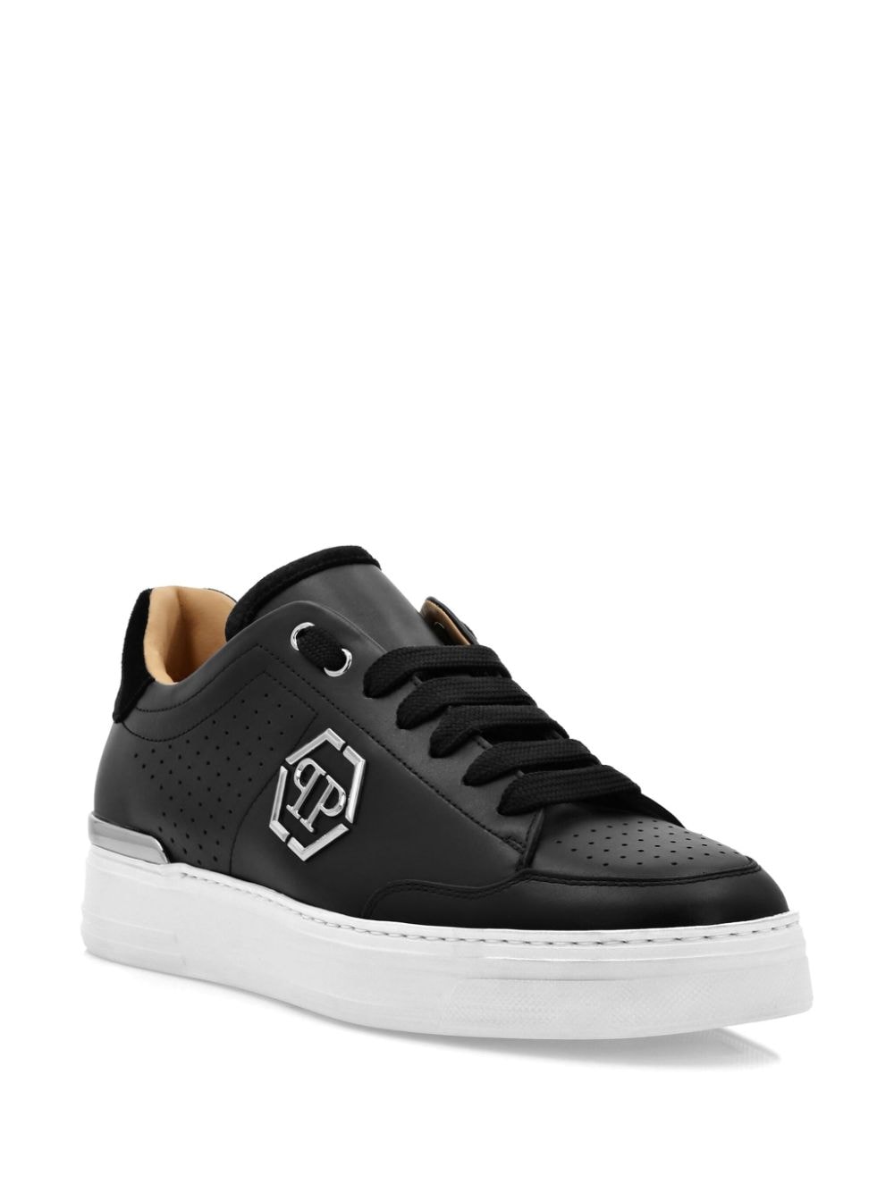 Shop Philipp Plein Logo-print Leather Sneakers In Black