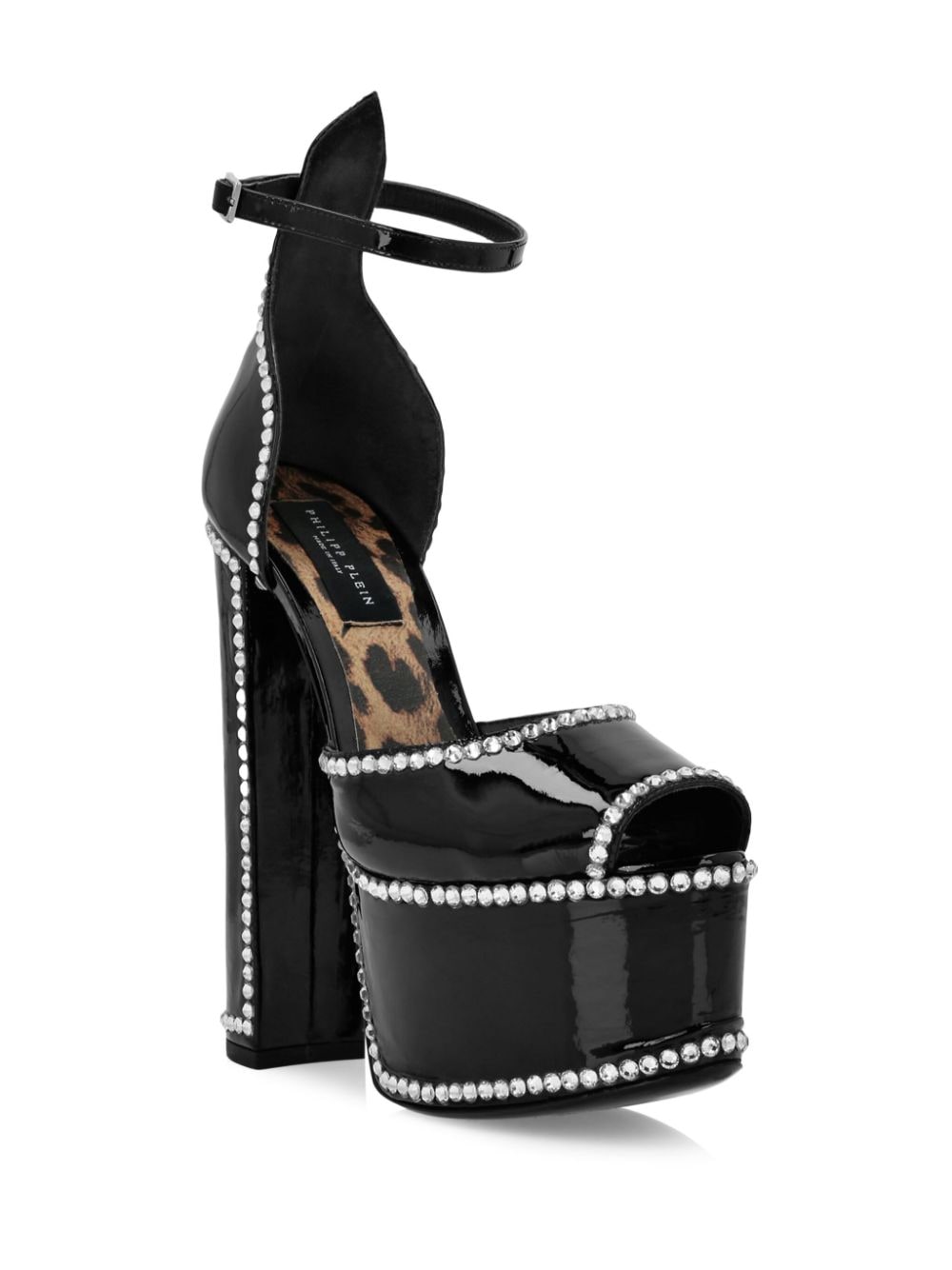 Shop Philipp Plein Crystal-embellished Heeled Platform Sandals In Black
