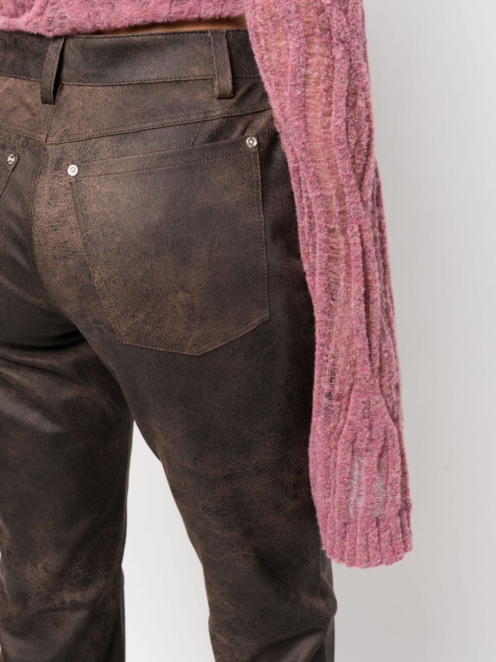 Shop Misbhv Washed-effect Flared Trousers In Brown