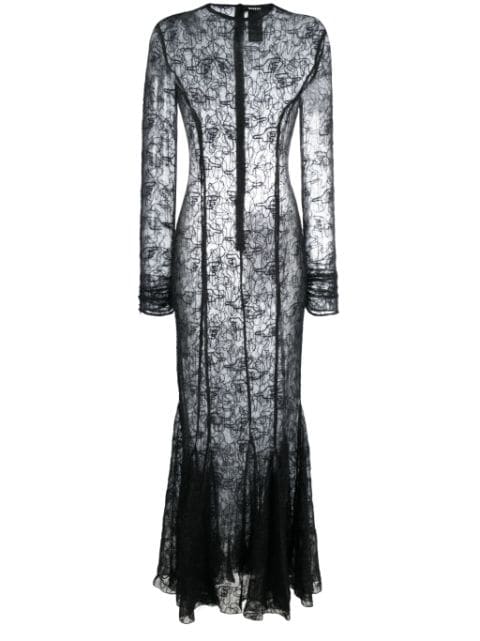 MISBHV lace-detail semi-sheered maxi dress