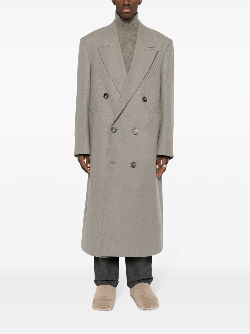 AMI Paris double-breasted midi coat - Grijs