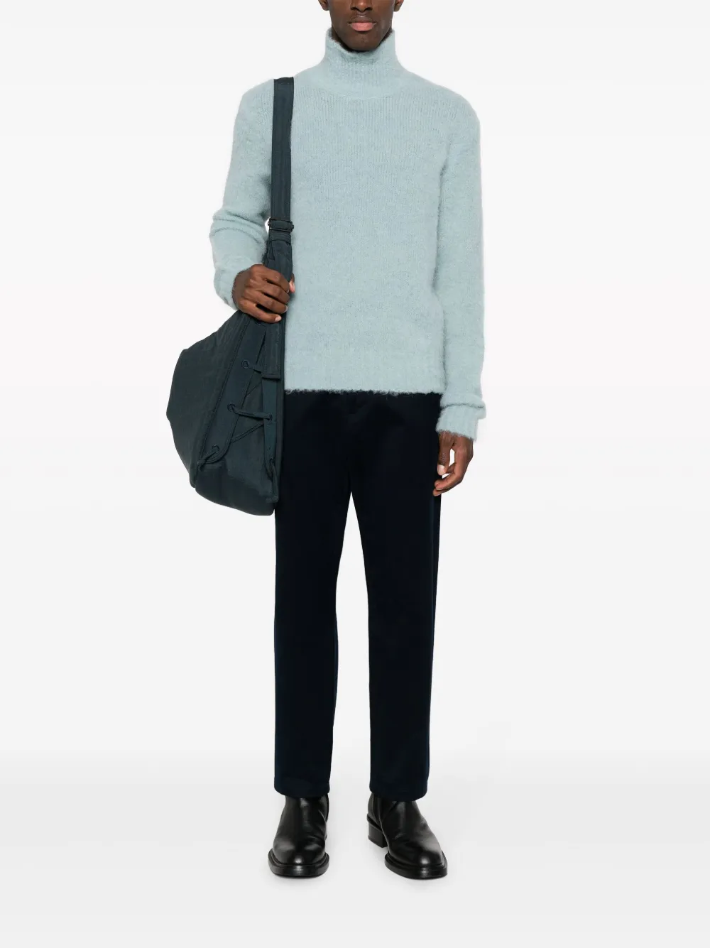 AMI Paris high-neck brushed-effect jumper - Blauw