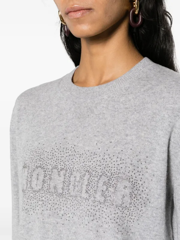 Moncler logo embellished Wool Jumper Farfetch