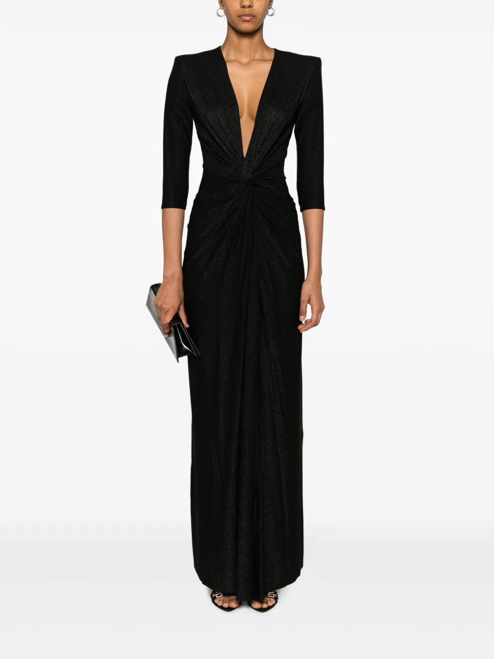 LIU JO knot-detail lurex maxi dress - Zwart