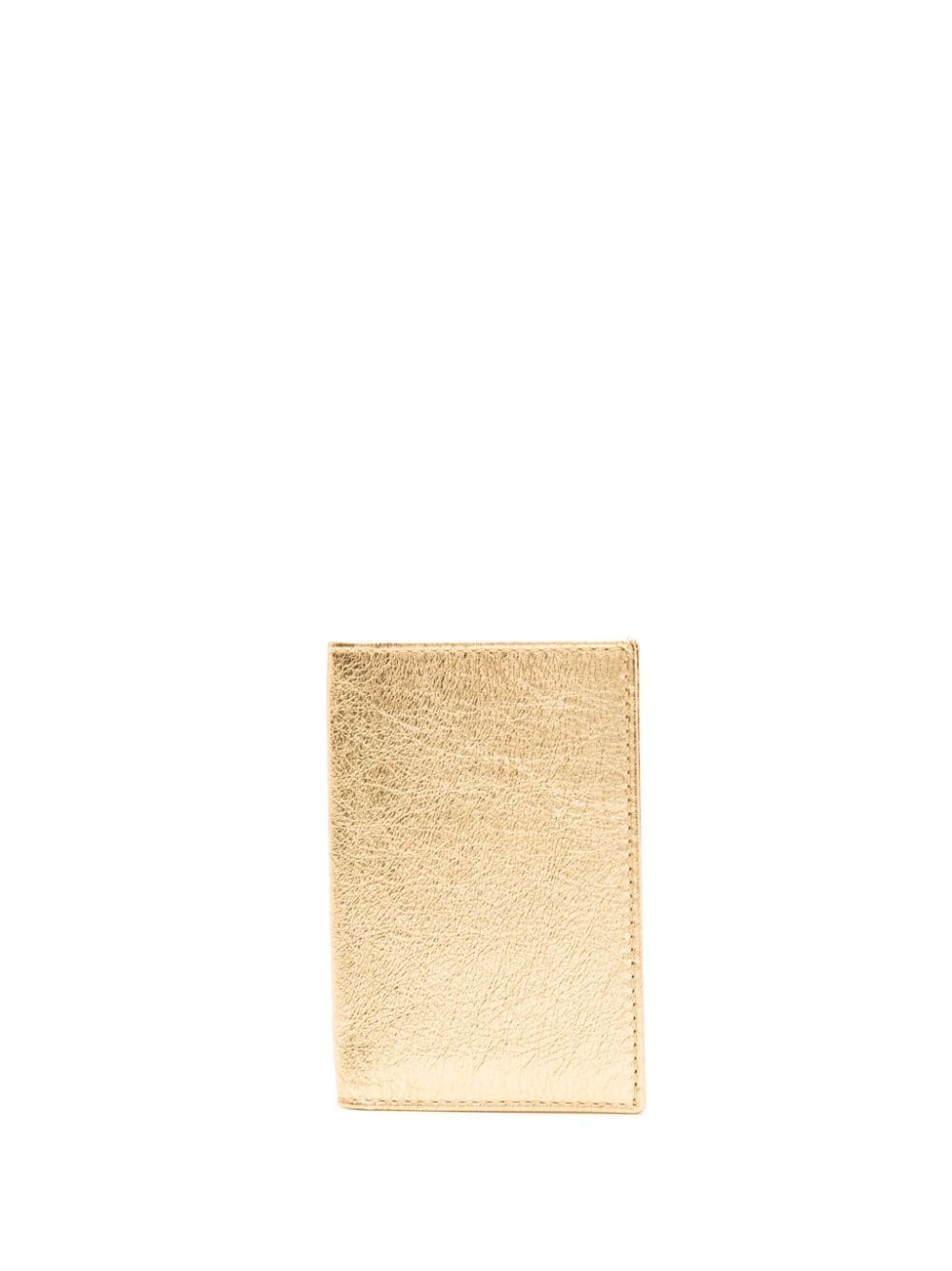 Comme Des Garçons Logo-debossed Metallic Wallet In Gold
