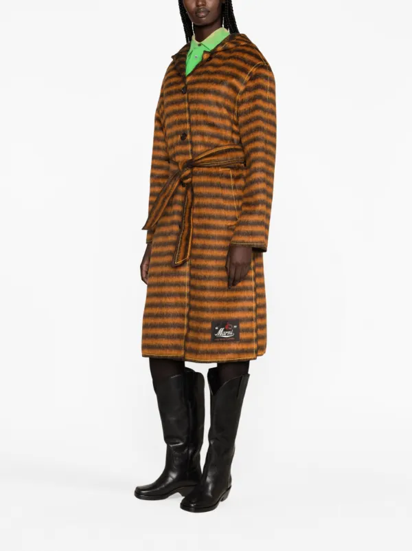 Marni Striped Hooded Coat | Orange | FARFETCH HK