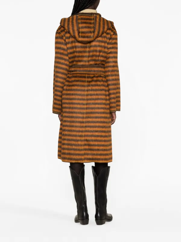 【関税・送料込み】MARNI COATS ORANGE BLEND STRIPE COAT Marni Striped Hooded Coat | Orange | FARFETCH