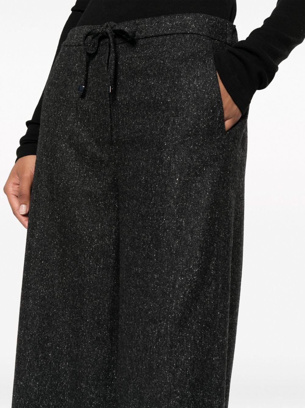 Shop 's Max Mara Herringbone Elasticated-waist Trousers In Black