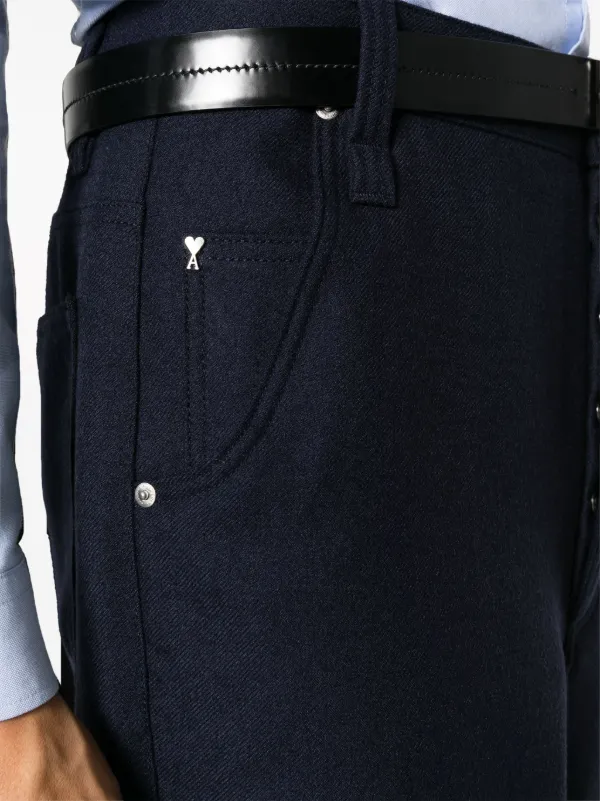 【関税&送料込】Ami Midnight Blue Wool Pant AMI Paris virgin-wool straight-leg Trousers | Blue | FARFETCH