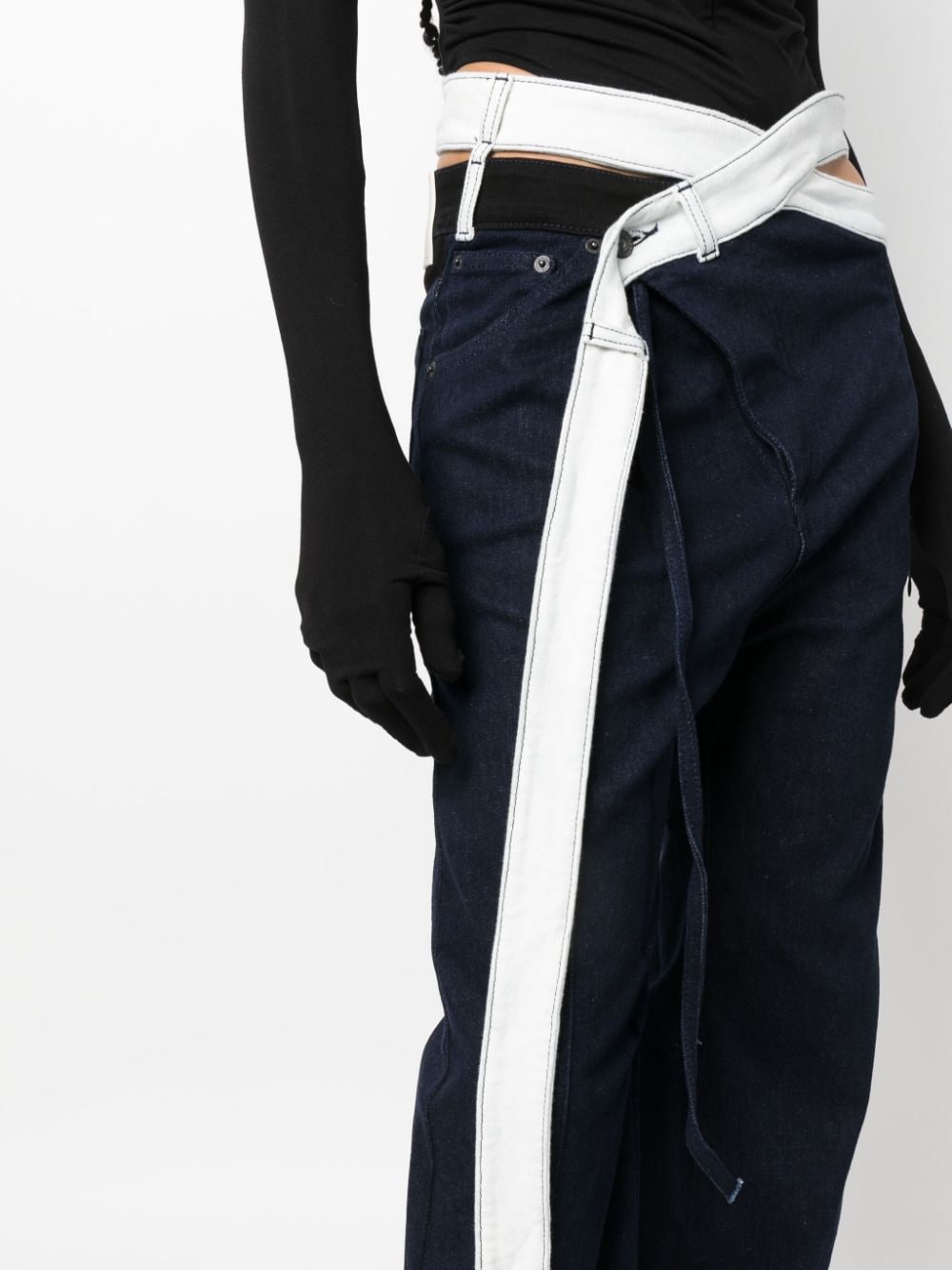 Shop Ottolinger Cut-out Detailing Jeans In Blue