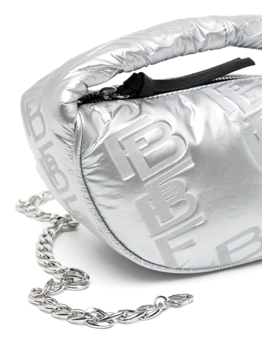 Shop By Far Baby Cush Metallic Mini Bag In Silver