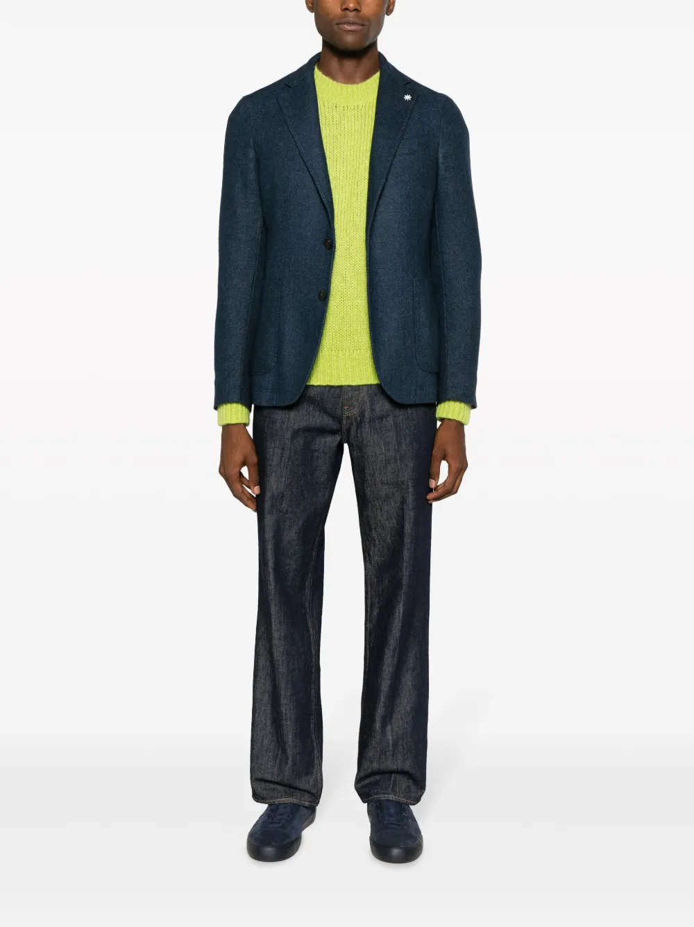 Manuel Ritz brooch-embellished single-breasted blazer - Blauw