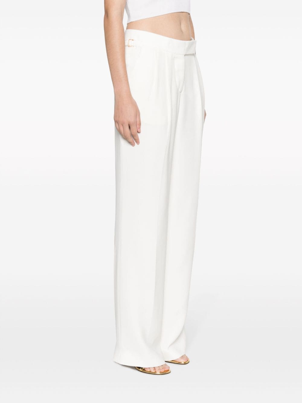 Shop Tom Ford Pleat-detail Straight-leg Trousers In White