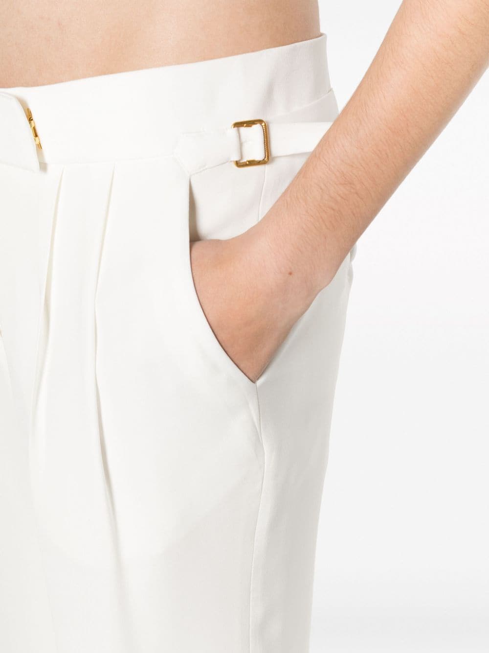 Shop Tom Ford Pleat-detail Straight-leg Trousers In White
