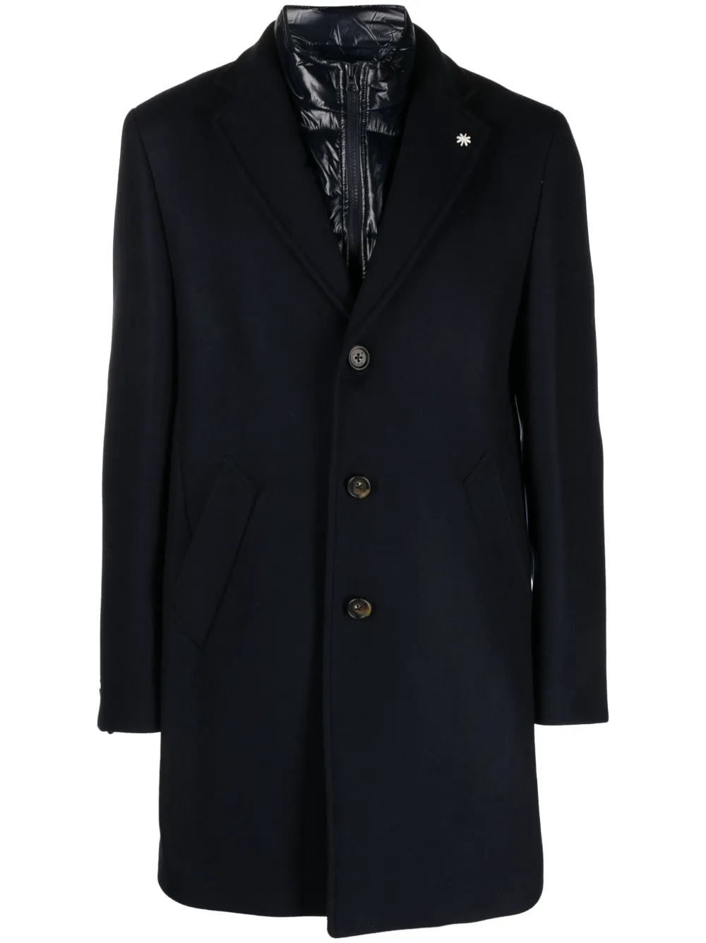Manuel Ritz Layered Single-breasted Coat In Blue