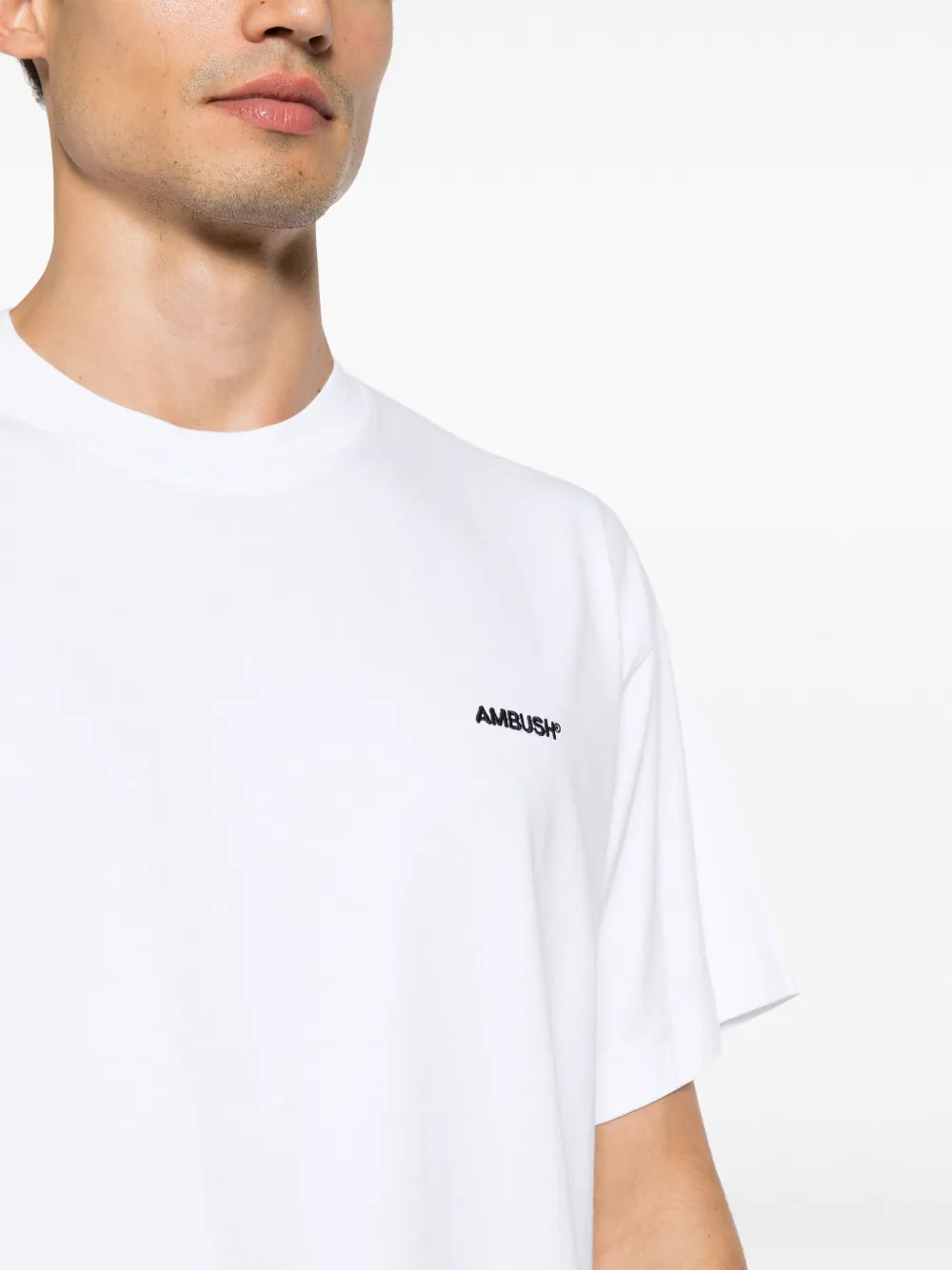 Shop Ambush Logo-embroidered Crew-neck T-shirt In White