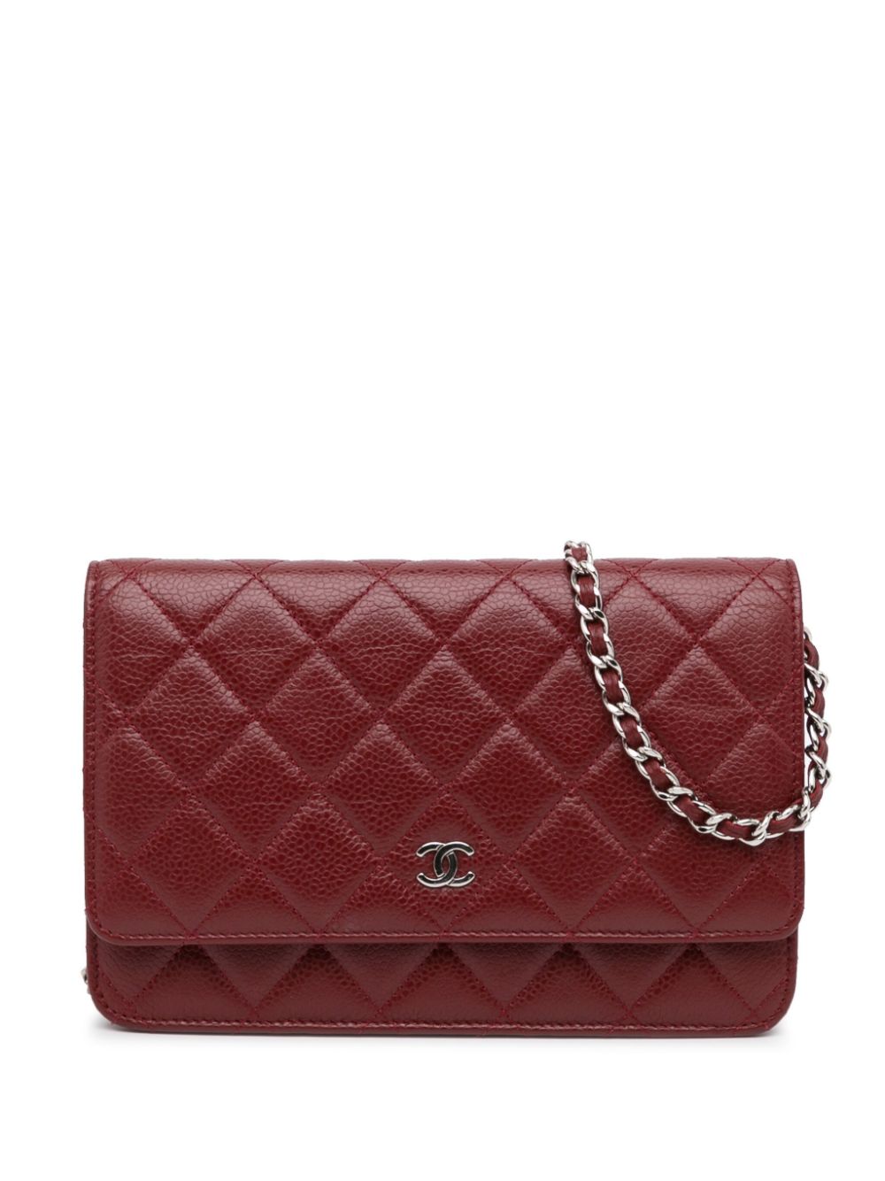 Pre-owned Chanel 2013-2014 Cc Diamond-quilted Wallet-on-chain In Brown