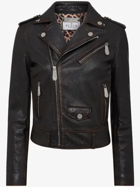 Philipp Plein Giacca biker con applicazione
