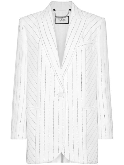 Philipp Plein crystal-pinstripe cady blazer Women