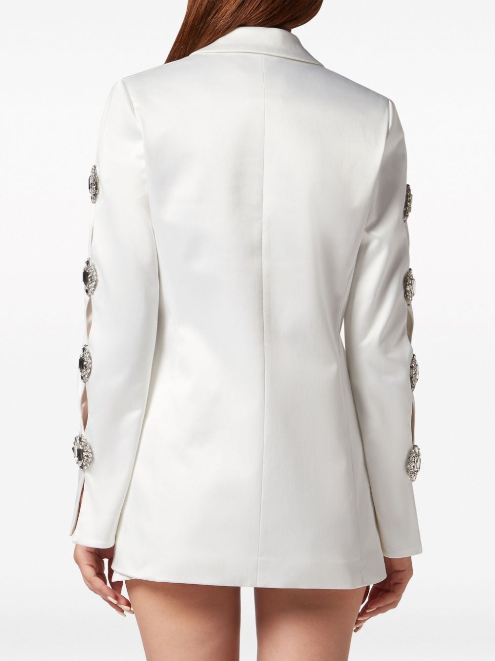 Shop Philipp Plein Double-breasted Cut-out Blazer In White