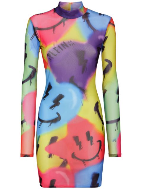 Philipp Plein LS Smile logo-print minidress Women