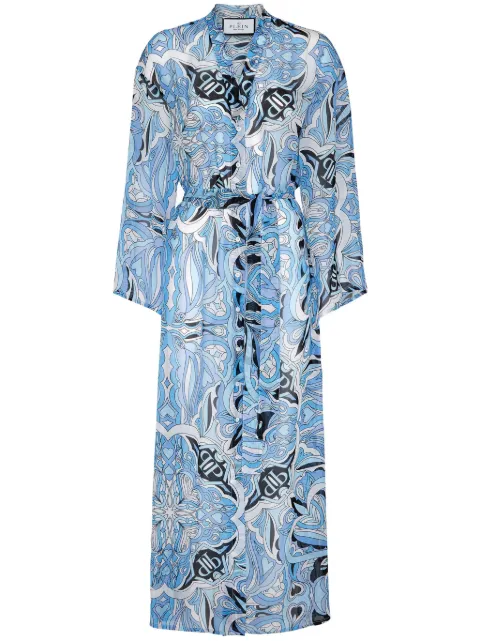 Philipp Plein graphic-print silk kaftan dress