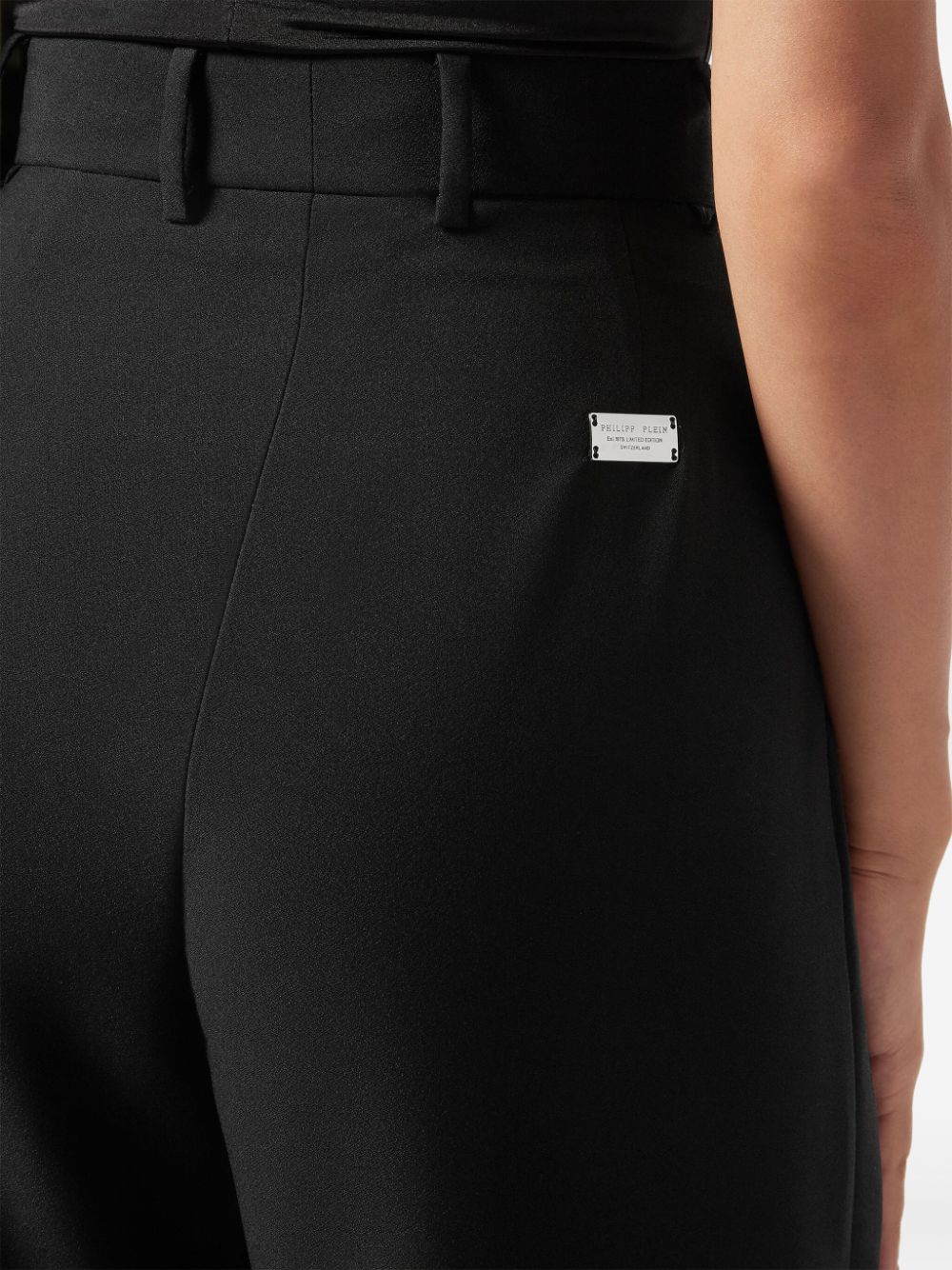 Shop Philipp Plein High-waisted Wide-leg Trousers In Black