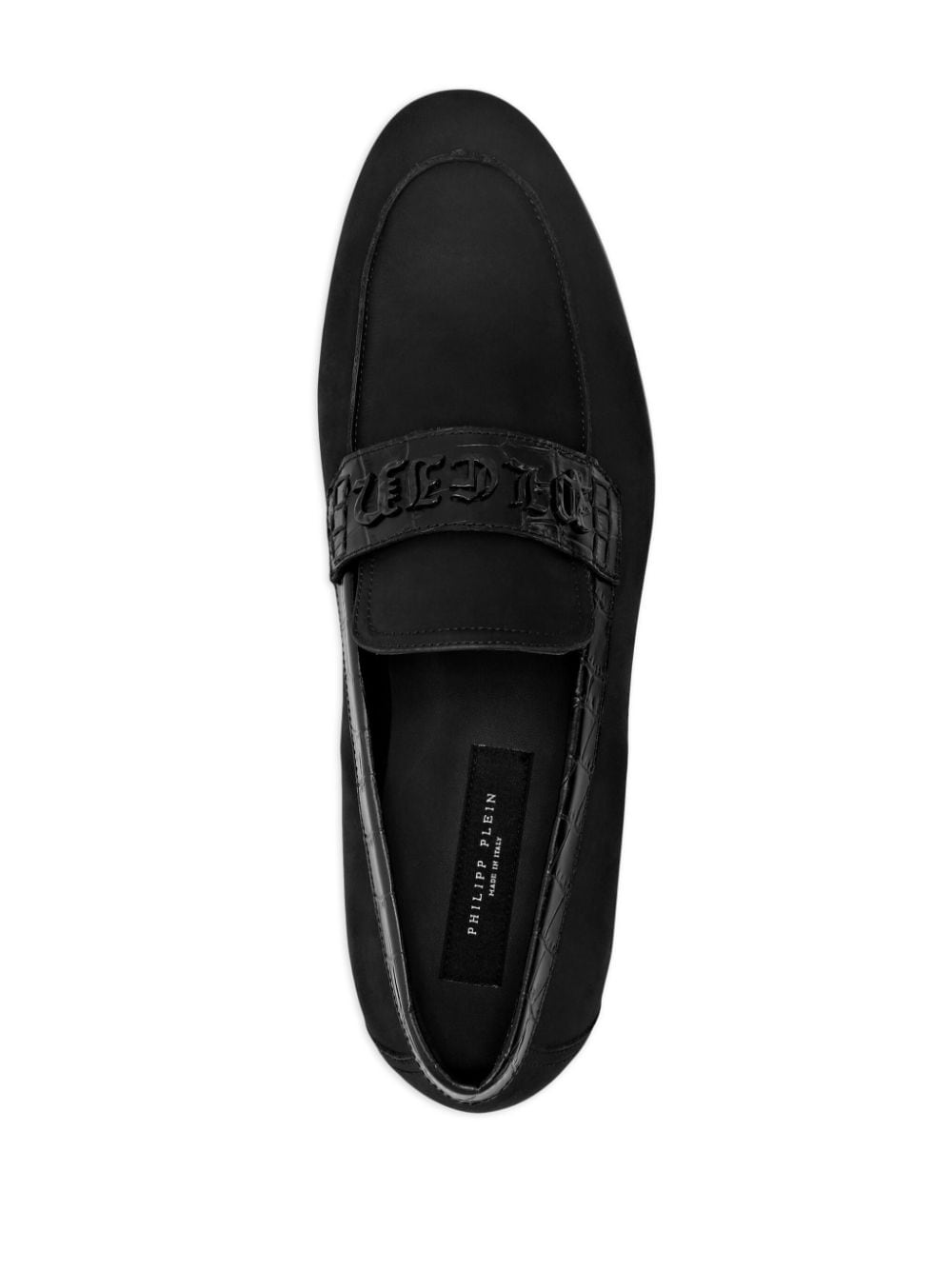 Shop Philipp Plein Gothic Logo-lettering Loafers In Black