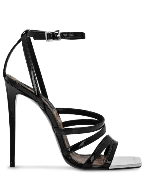 Philipp Plein square-toe patent leather sandals SADSWSA0645PLE077N - 0