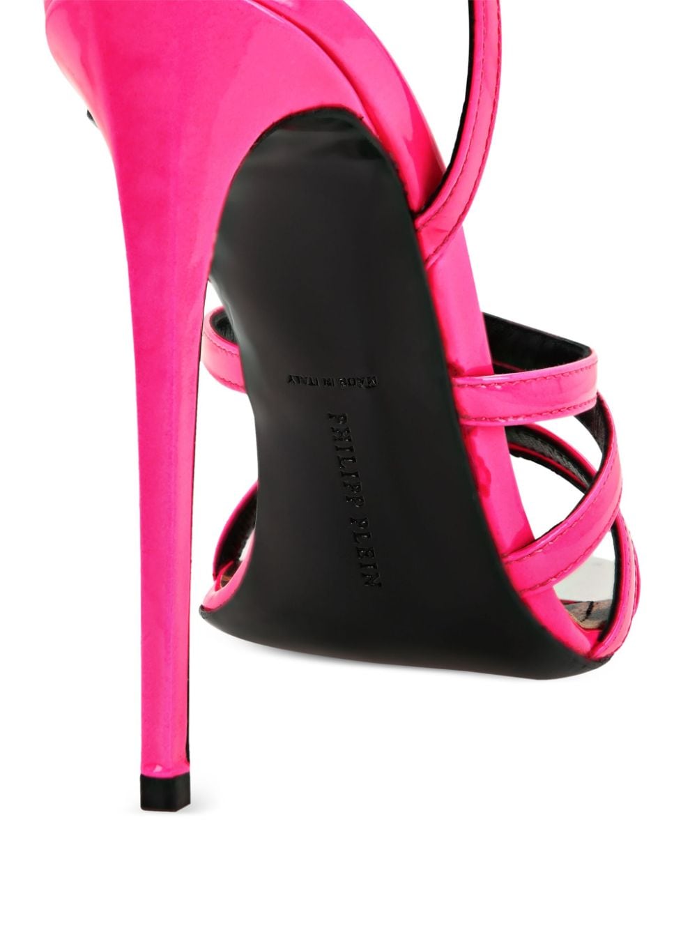 Shop Philipp Plein Square-toe Patent Leather Sandals In Pink