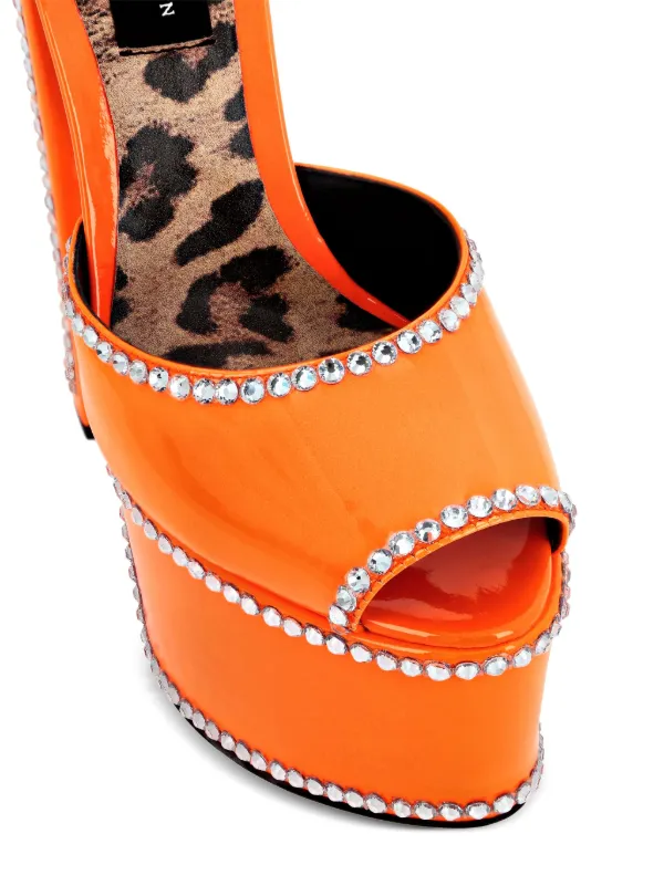 Tangerine crystal top embellished sandal