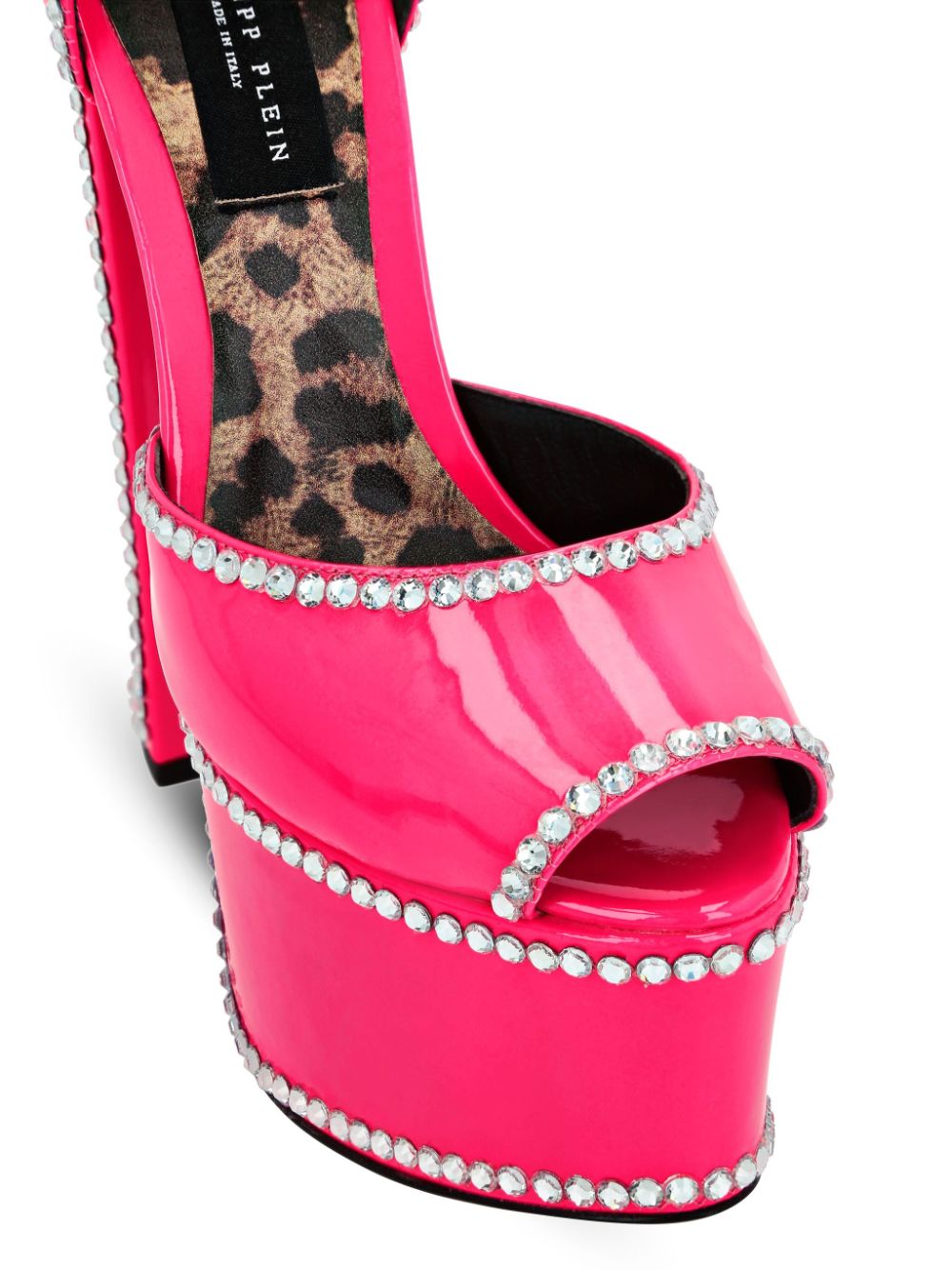 Shop Philipp Plein Crystal-embellished Leather Sandals In Pink