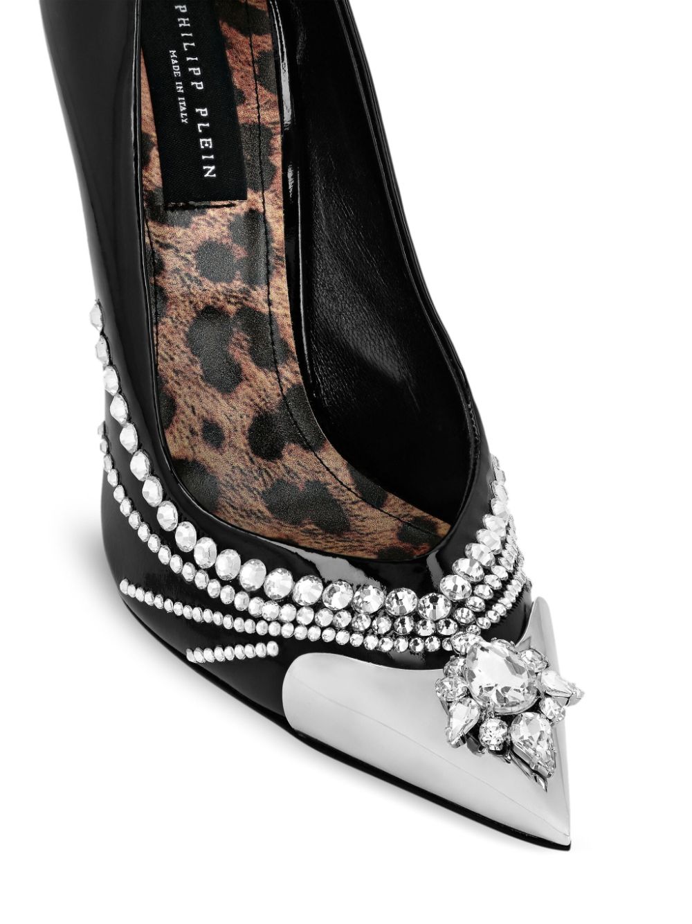 Shop Philipp Plein 105mm Crystal-embellished Patent Leather Pumps In Black
